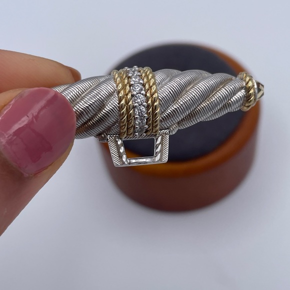 Judith Ripka Sterling Silver CZ Brooch Pin Only | 14.78g | 2.10” Cable Design - Picture 9 of 9